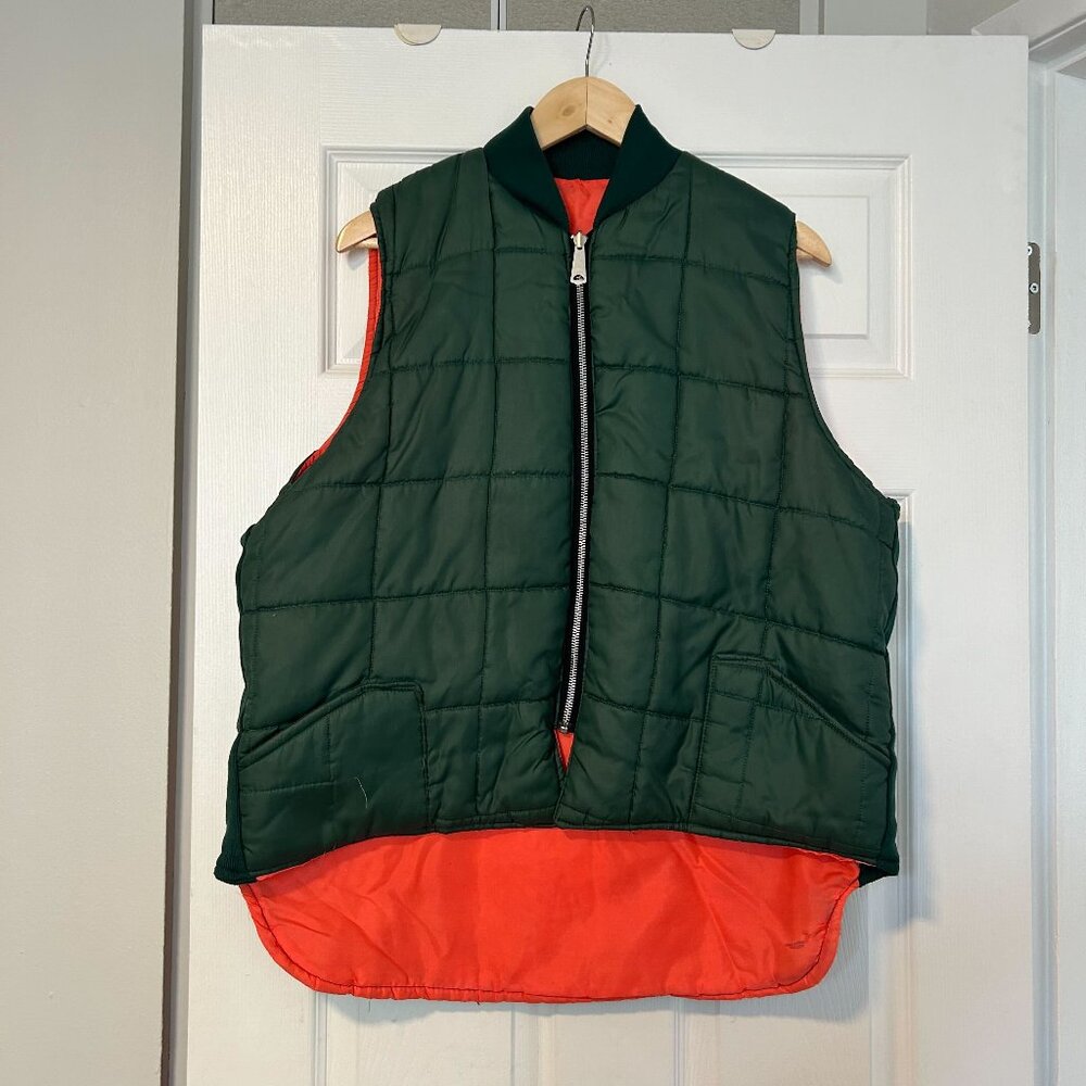 Oversized Green and Orange Quilted Vest